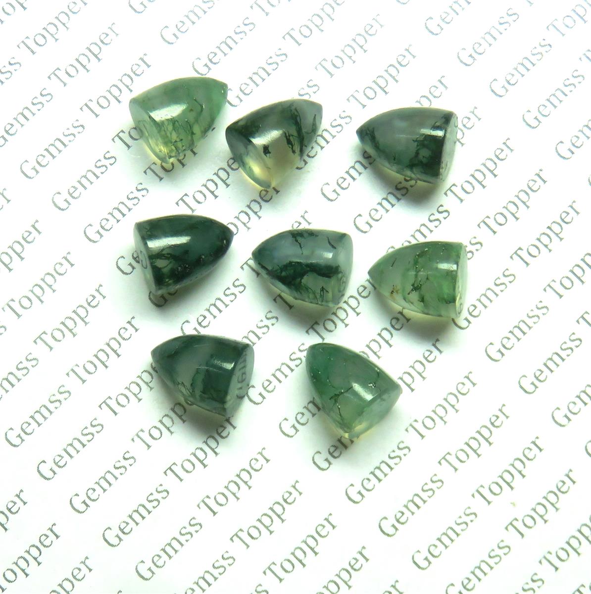 Moss Agate 8x10 mm Bullet Cabochon